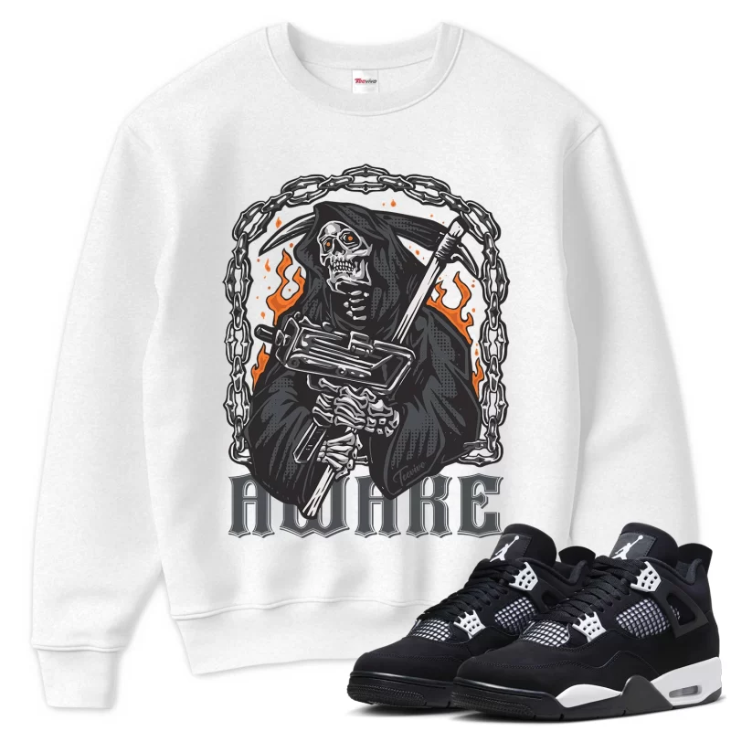 TeeVivo Sweatshirt Match Air Jordan 4 Retro White Thunder Awake – Air Jordan 4 Sweatshirt, AJ4 Sweatshirt