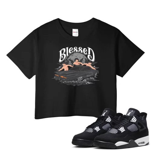 TeeVivo Crop Top Match Air Jordan 4 Retro White Thunder Blessed – Air Jordan 4 Crop Top, AJ4 Crop Top