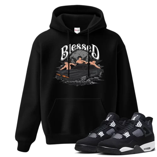TeeVivo Hoodie Match Air Jordan 4 Retro White Thunder Blessed – Air Jordan 4 Hoodie, AJ4 Hoodie