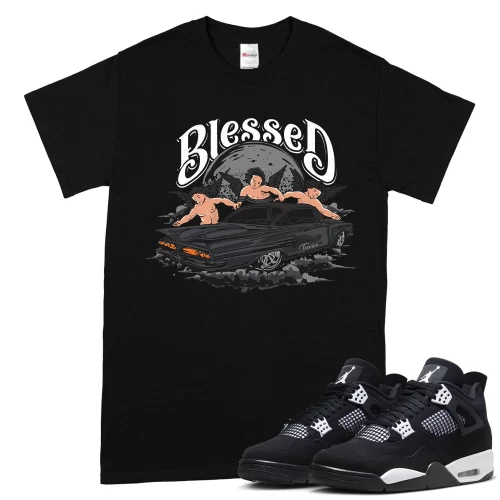 TeeVivo T-Shirt Match Air Jordan 4 Retro White Thunder Blessed – Air Jordan 4 Shirt, AJ4 Shirt