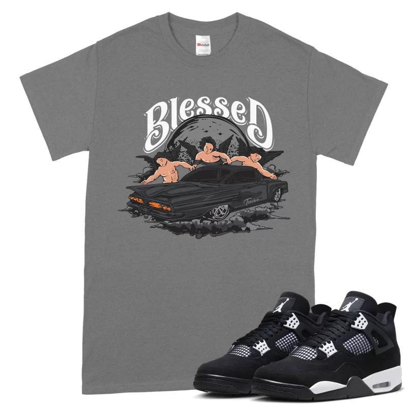 TeeVivo T-Shirt Match Air Jordan 4 Retro White Thunder Blessed – Air Jordan 4 Shirt, AJ4 Shirt