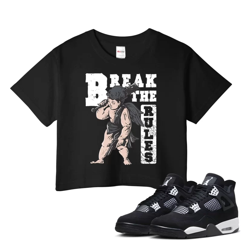 TeeVivo Crop Top Match Air Jordan 4 Retro White Thunder Break the rules – Air Jordan 4 Crop Top, AJ4 Crop Top