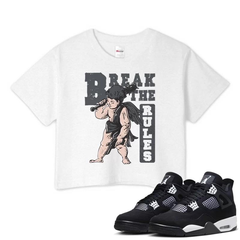 TeeVivo Crop Top Match Air Jordan 4 Retro White Thunder Break the rules – Air Jordan 4 Crop Top, AJ4 Crop Top