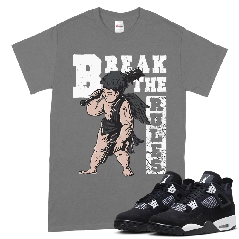 TeeVivo T-Shirt Match Air Jordan 4 Retro White Thunder Break the rules – Air Jordan 4 Shirt, AJ4 Shirt