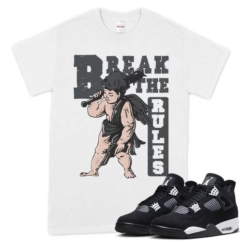 TeeVivo T-Shirt Match Air Jordan 4 Retro White Thunder Break the rules – Air Jordan 4 Shirt, AJ4 Shirt