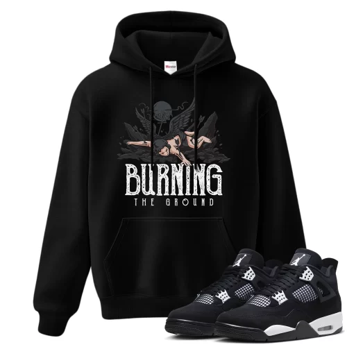 TeeVivo Hoodie Match Air Jordan 4 Retro White Thunder Burning the ground – Air Jordan 4 Hoodie, AJ4 Hoodie