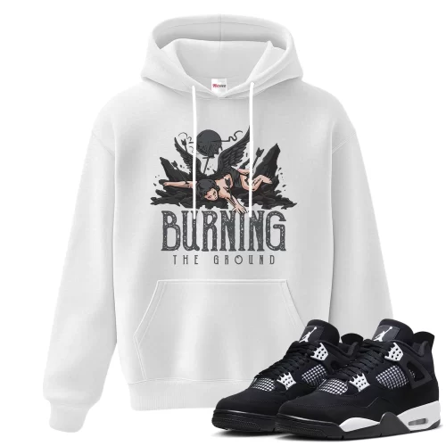 TeeVivo Hoodie Match Air Jordan 4 Retro White Thunder Burning the ground – Air Jordan 4 Hoodie, AJ4 Hoodie
