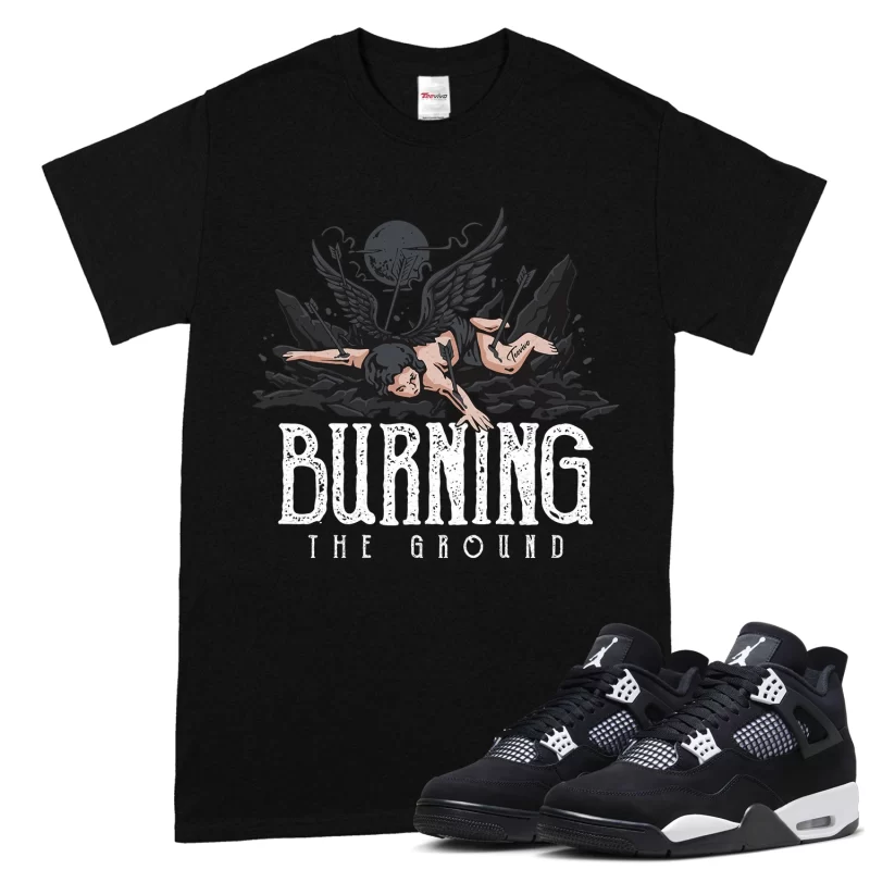 TeeVivo T-Shirt Match Air Jordan 4 Retro White Thunder Burning the ground – Air Jordan 4 Shirt, AJ4 Shirt