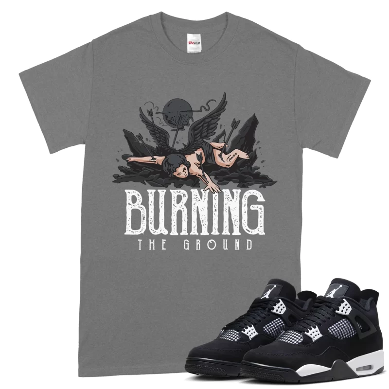 TeeVivo T-Shirt Match Air Jordan 4 Retro White Thunder Burning the ground – Air Jordan 4 Shirt, AJ4 Shirt
