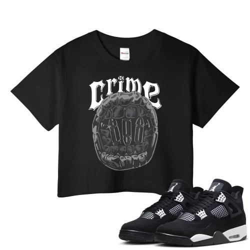 TeeVivo Crop Top Match Air Jordan 4 Retro White Thunder Crime – Air Jordan 4 Crop Top, AJ4 Crop Top