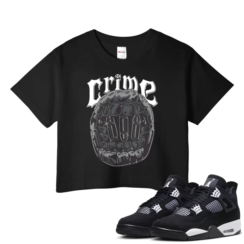 TeeVivo Crop Top Match Air Jordan 4 Retro White Thunder Crime – Air Jordan 4 Crop Top, AJ4 Crop Top