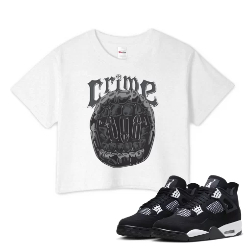 TeeVivo Crop Top Match Air Jordan 4 Retro White Thunder Crime – Air Jordan 4 Crop Top, AJ4 Crop Top