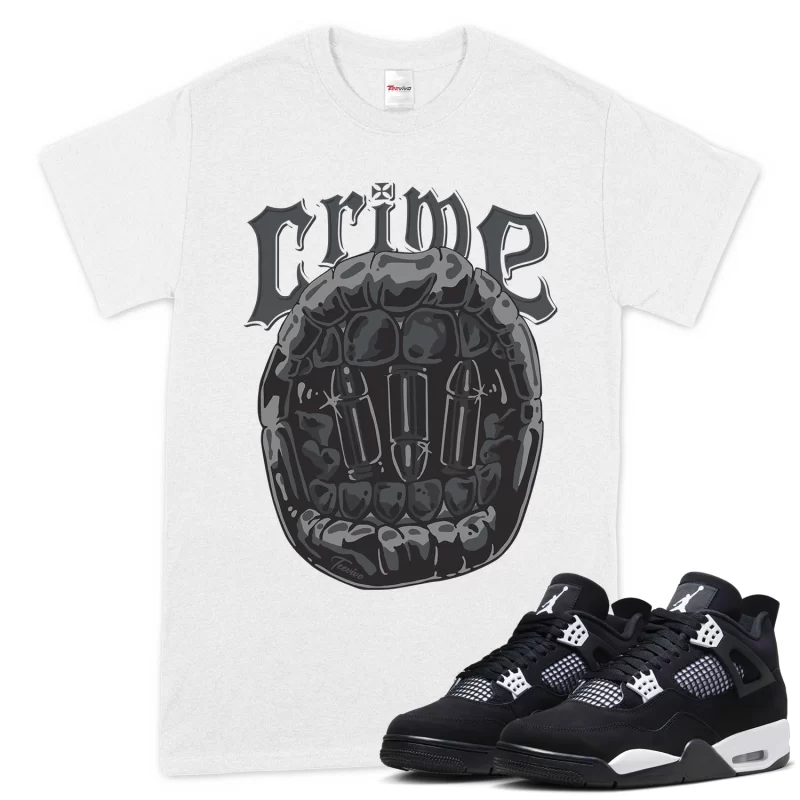 TeeVivo T-Shirt Match Air Jordan 4 Retro White Thunder Crime – Air Jordan 4 Shirt, AJ4 Shirt