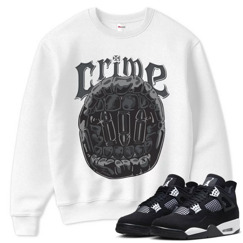 TeeVivo Sweatshirt Match Air Jordan 4 Retro White Thunder Crime – Air Jordan 4 Sweatshirt, AJ4 Sweatshirt