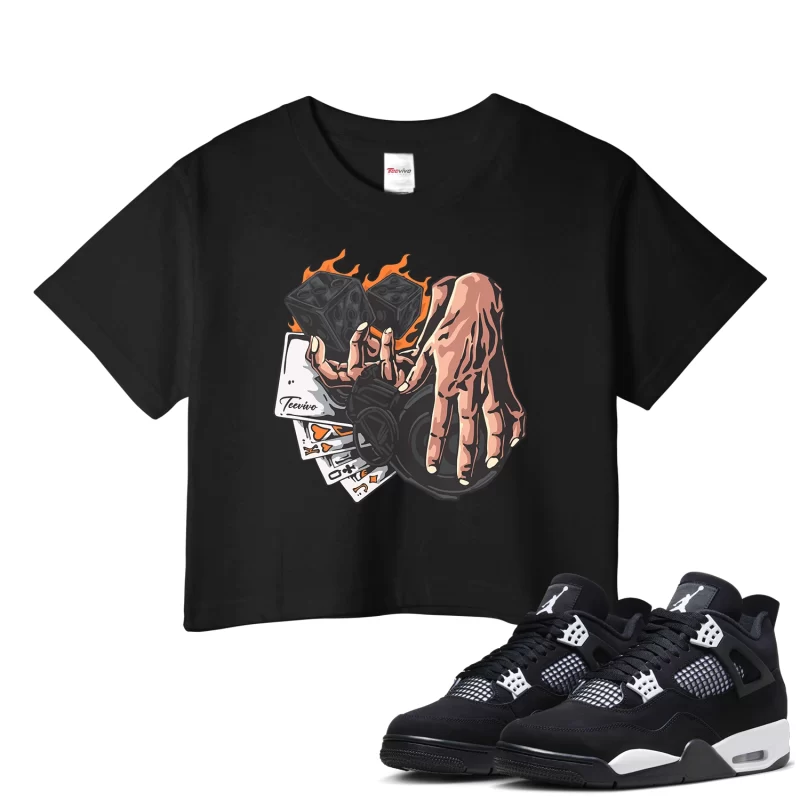 TeeVivo Crop Top Match Air Jordan 4 Retro White Thunder Gambling – Air Jordan 4 Crop Top, AJ4 Crop Top