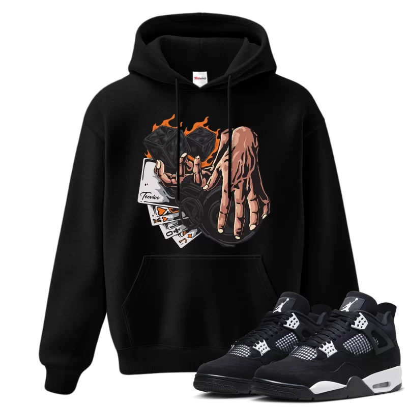 TeeVivo Hoodie Match Air Jordan 4 Retro White Thunder Gambling – Air Jordan 4 Hoodie, AJ4 Hoodie