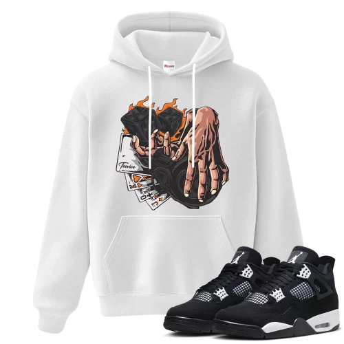TeeVivo Hoodie Match Air Jordan 4 Retro White Thunder Gambling – Air Jordan 4 Hoodie, AJ4 Hoodie
