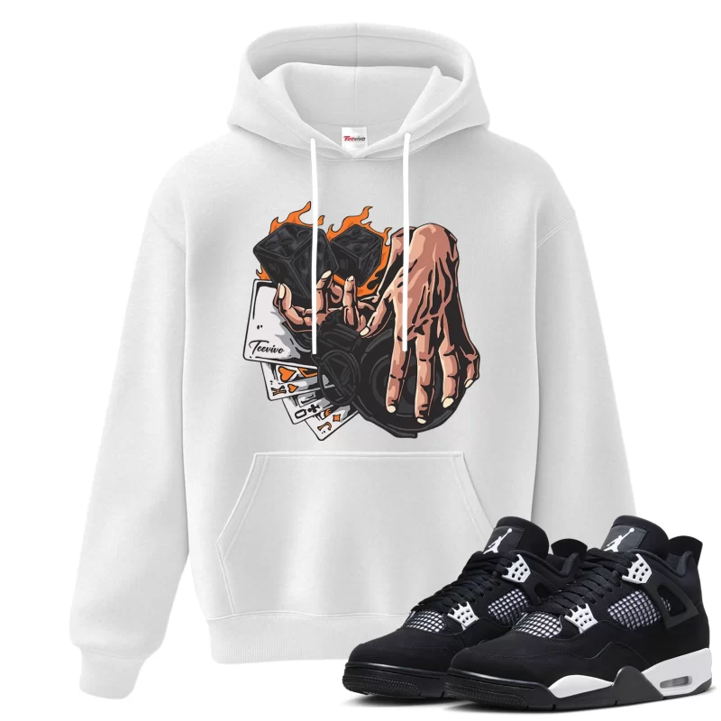 TeeVivo Hoodie Match Air Jordan 4 Retro White Thunder Gambling – Air Jordan 4 Hoodie, AJ4 Hoodie