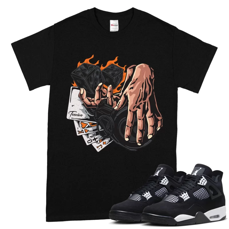 TeeVivo T-Shirt Match Air Jordan 4 Retro White Thunder Gambling – Air Jordan 4 Shirt, AJ4 Shirt