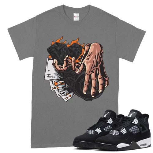 TeeVivo T-Shirt Match Air Jordan 4 Retro White Thunder Gambling – Air Jordan 4 Shirt, AJ4 Shirt