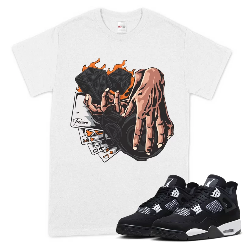 TeeVivo T-Shirt Match Air Jordan 4 Retro White Thunder Gambling – Air Jordan 4 Shirt, AJ4 Shirt