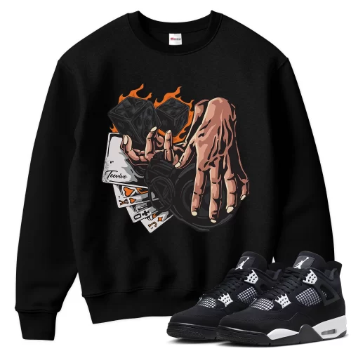 TeeVivo Sweatshirt Match Air Jordan 4 Retro White Thunder Gambling – Air Jordan 4 Sweatshirt, AJ4 Sweatshirt