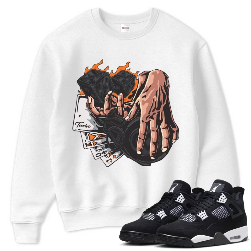 TeeVivo Sweatshirt Match Air Jordan 4 Retro White Thunder Gambling – Air Jordan 4 Sweatshirt, AJ4 Sweatshirt