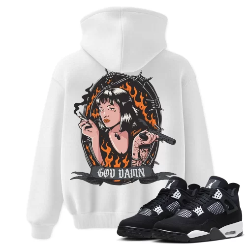TeeVivo Hoodie Match Air Jordan 4 Retro White Thunder God Daaamn – Air Jordan 4 Hoodie, AJ4 Hoodie