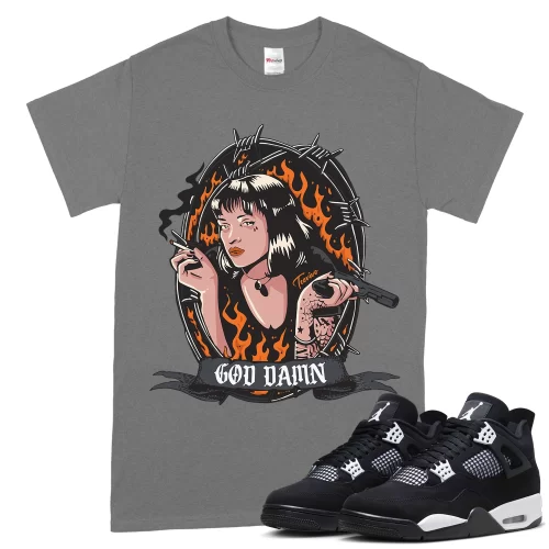 TeeVivo T-Shirt Match Air Jordan 4 Retro White Thunder God Daaamn – Air Jordan 4 Shirt, AJ4 Shirt