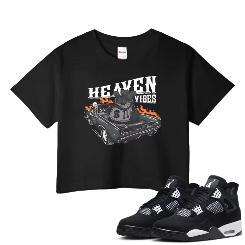 TeeVivo Crop Top Match Air Jordan 4 Retro White Thunder Heaven vibes – Air Jordan 4 Crop Top, AJ4 Crop Top