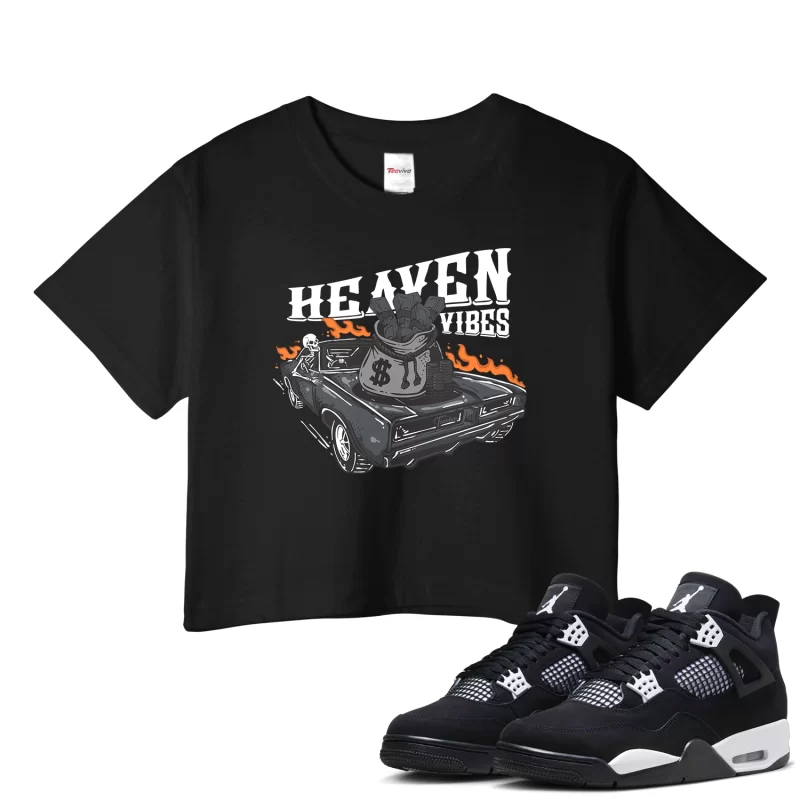 TeeVivo Crop Top Match Air Jordan 4 Retro White Thunder Heaven vibes – Air Jordan 4 Crop Top, AJ4 Crop Top