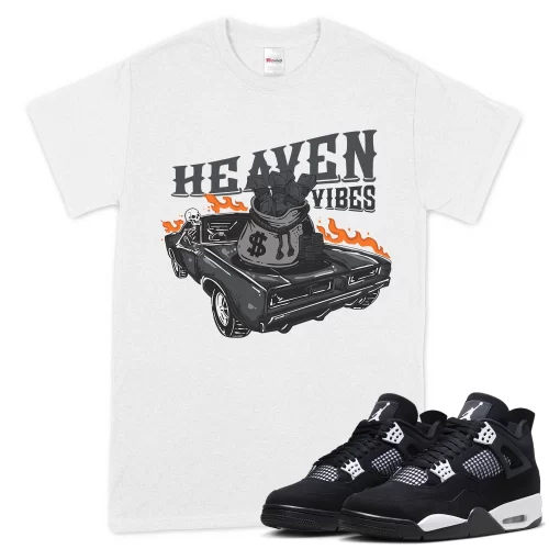 TeeVivo T-Shirt Match Air Jordan 4 Retro White Thunder Heaven vibes – Air Jordan 4 Shirt, AJ4 Shirt