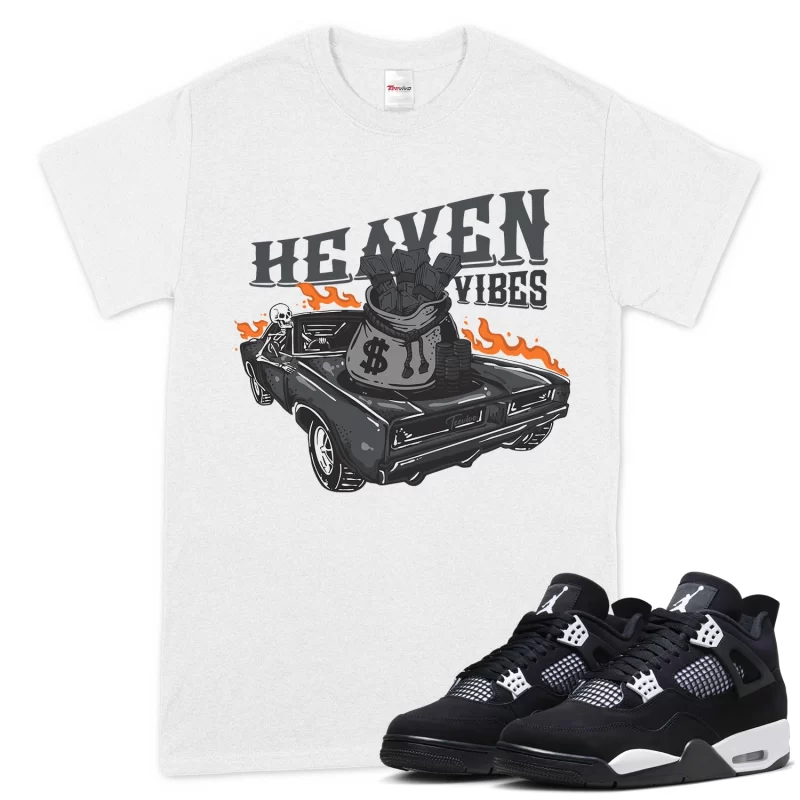 TeeVivo T-Shirt Match Air Jordan 4 Retro White Thunder Heaven vibes – Air Jordan 4 Shirt, AJ4 Shirt