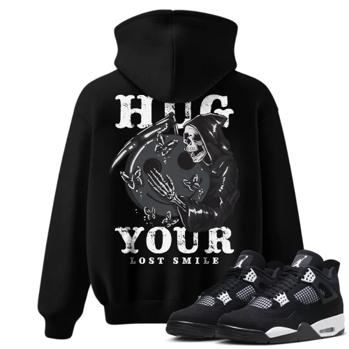 TeeVivo Hoodie Match Air Jordan 4 Retro White Thunder Hug your lost smile – Air Jordan 4 Hoodie, AJ4 Hoodie