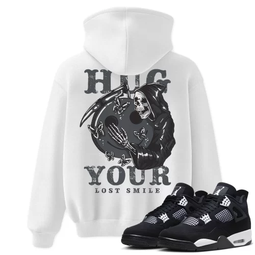 TeeVivo Hoodie Match Air Jordan 4 Retro White Thunder Hug your lost smile – Air Jordan 4 Hoodie, AJ4 Hoodie