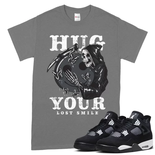 TeeVivo T-Shirt Match Air Jordan 4 Retro White Thunder Hug your lost smile – Air Jordan 4 Shirt, AJ4 Shirt