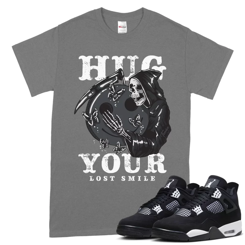 TeeVivo T-Shirt Match Air Jordan 4 Retro White Thunder Hug your lost smile – Air Jordan 4 Shirt, AJ4 Shirt