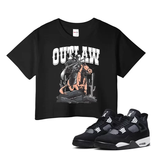 TeeVivo Crop Top Match Air Jordan 4 Retro White Thunder Outlaw – Air Jordan 4 Crop Top, AJ4 Crop Top