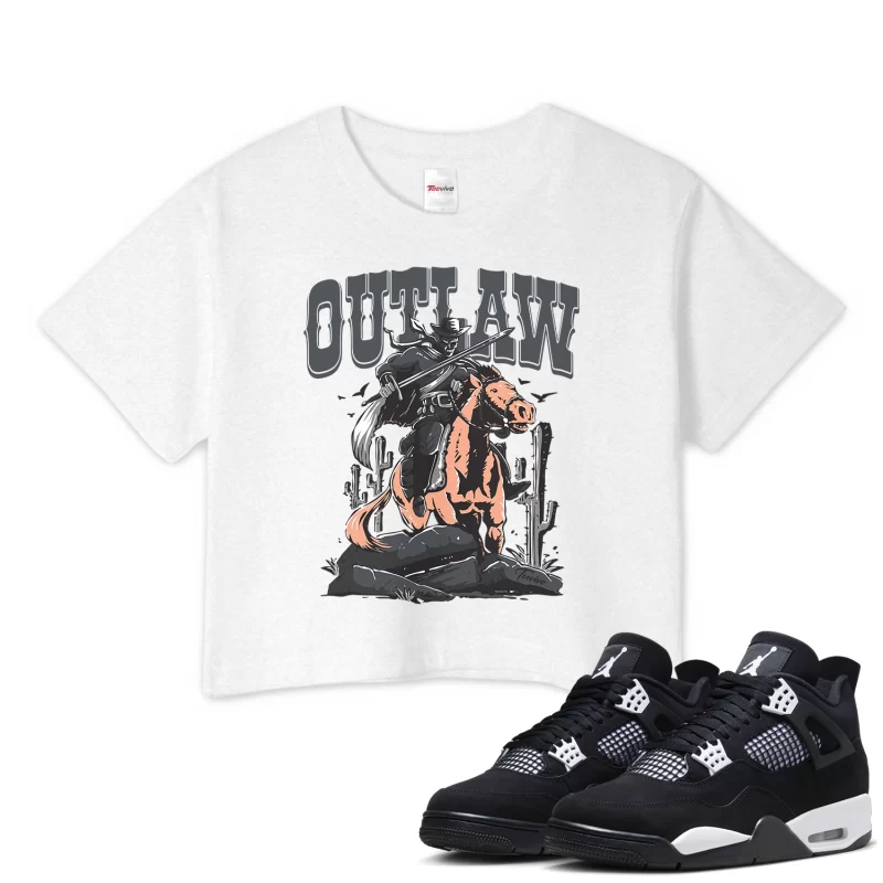 TeeVivo Crop Top Match Air Jordan 4 Retro White Thunder Outlaw – Air Jordan 4 Crop Top, AJ4 Crop Top