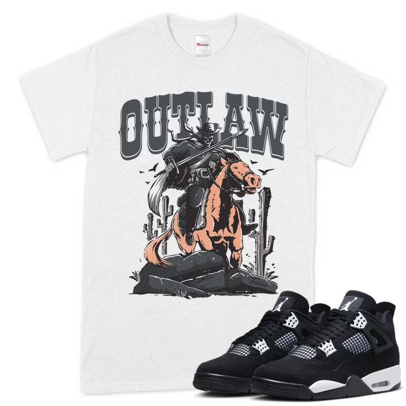TeeVivo T-Shirt Match Air Jordan 4 Retro White Thunder Outlaw – Air Jordan 4 Shirt, AJ4 Shirt