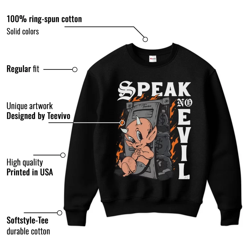 TeeVivo Sweatshirt Match Air Jordan 4 Retro White Thunder Speak no evil – Air Jordan 4 Sweatshirt, AJ4 Sweatshirt