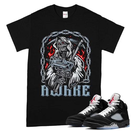 TeeVivo T-Shirt Match Air Jordan 5 Retro OG Black Metallic Reimagined Awake – Air Jordan 5 Shirt, AJ5 Shirt