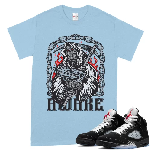 TeeVivo T-Shirt Match Air Jordan 5 Retro OG Black Metallic Reimagined Awake – Air Jordan 5 Shirt, AJ5 Shirt