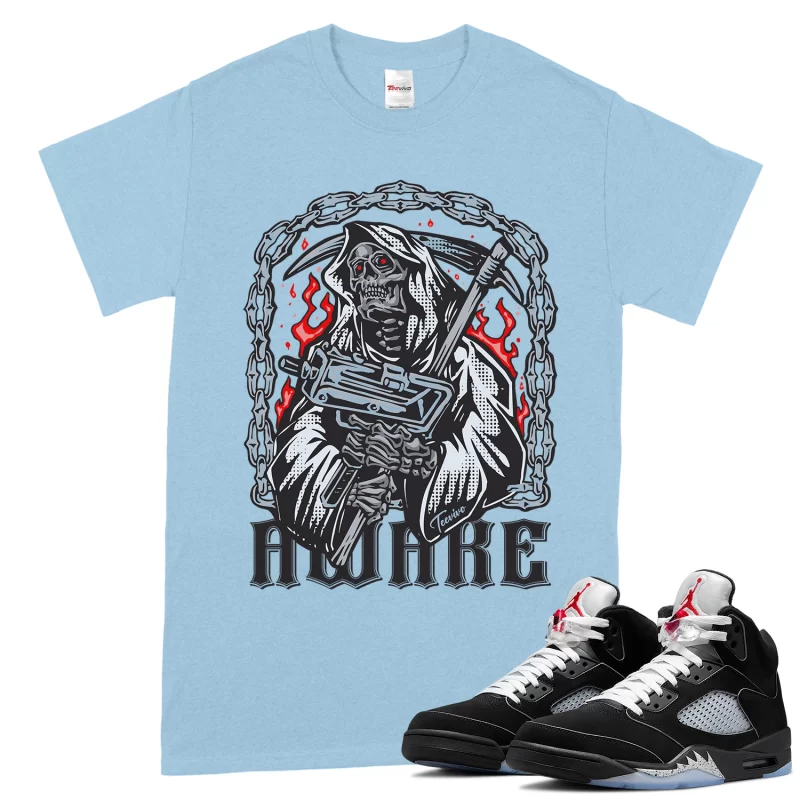 TeeVivo T-Shirt Match Air Jordan 5 Retro OG Black Metallic Reimagined Awake – Air Jordan 5 Shirt, AJ5 Shirt
