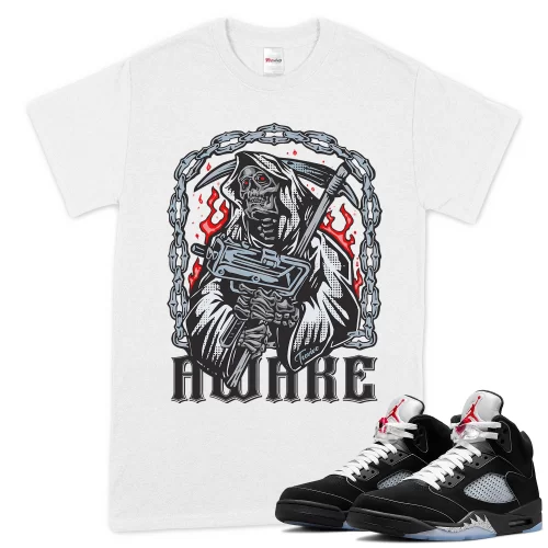 TeeVivo T-Shirt Match Air Jordan 5 Retro OG Black Metallic Reimagined Awake – Air Jordan 5 Shirt, AJ5 Shirt