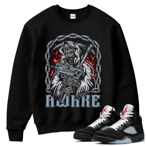 TeeVivo Sweatshirt Match Air Jordan 5 Retro OG Black Metallic Reimagined Awake – Air Jordan 5 Sweatshirt, AJ5 Sweatshirt