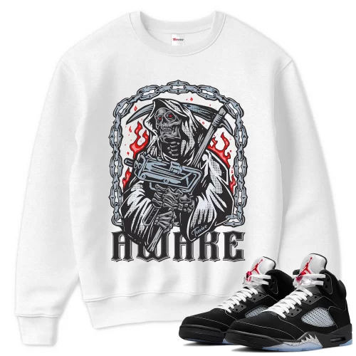 TeeVivo Sweatshirt Match Air Jordan 5 Retro OG Black Metallic Reimagined Awake – Air Jordan 5 Sweatshirt, AJ5 Sweatshirt