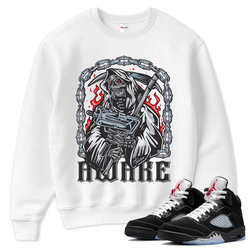TeeVivo Sweatshirt Match Air Jordan 5 Retro OG Black Metallic Reimagined Awake – Air Jordan 5 Sweatshirt, AJ5 Sweatshirt