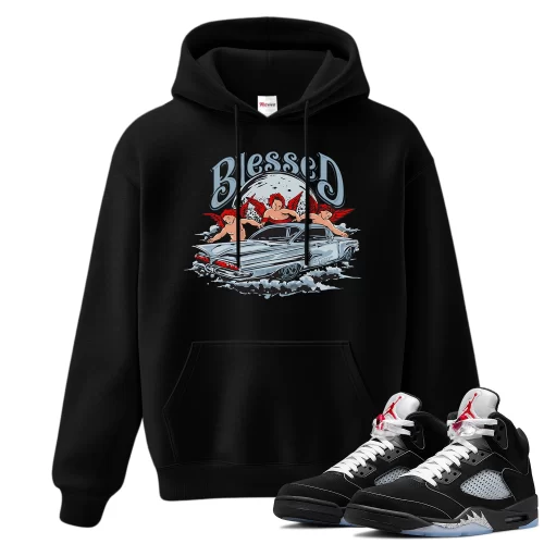 TeeVivo Hoodie Match Air Jordan 5 Retro OG Black Metallic Reimagined Blessed – Air Jordan 5 Hoodie, AJ5 Hoodie