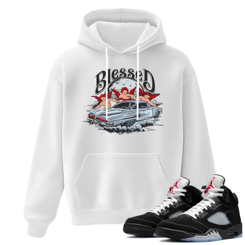 TeeVivo Hoodie Match Air Jordan 5 Retro OG Black Metallic Reimagined Blessed – Air Jordan 5 Hoodie, AJ5 Hoodie